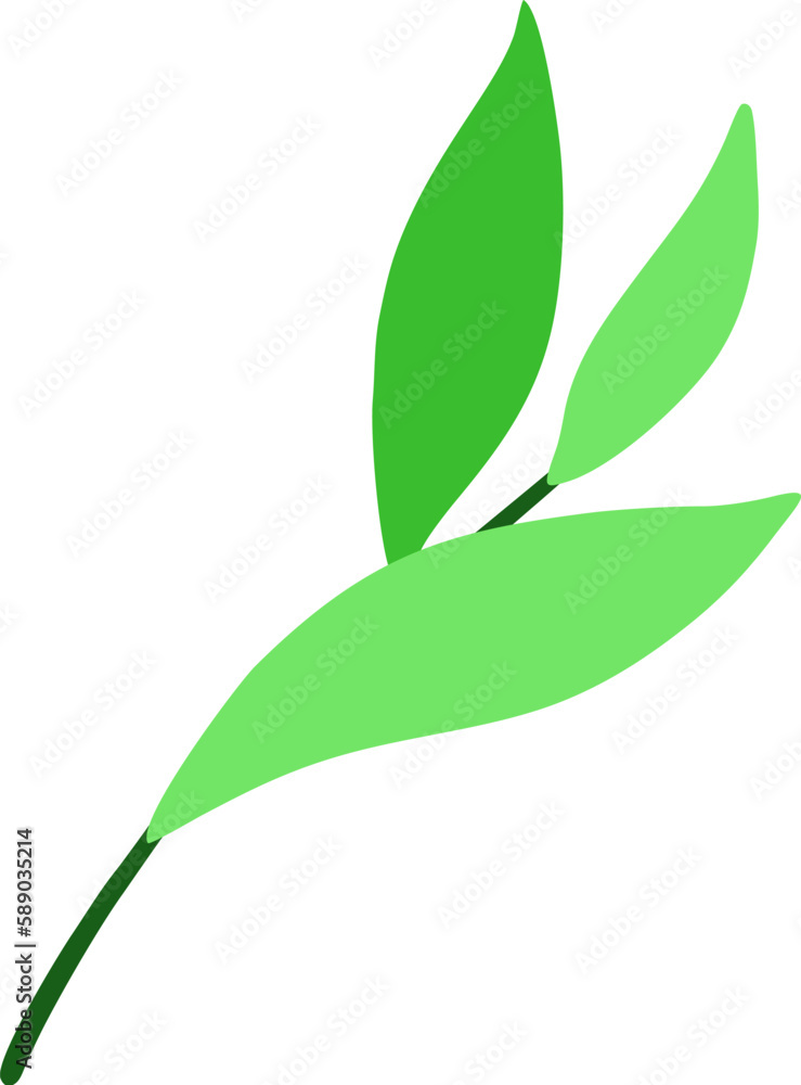 Fototapeta premium Easter Day Leaf and Twig Flat Hand Drawn Illustration