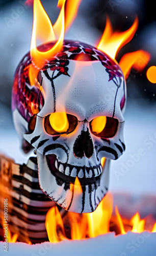 skull with fire
