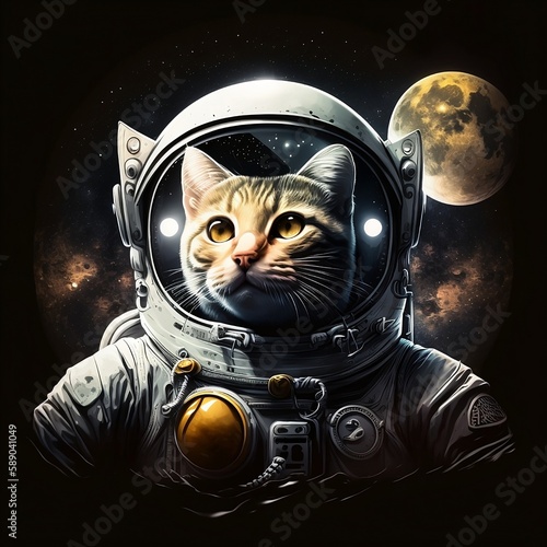 Wallpaper Mural astronaut cat in space on the moon Torontodigital.ca