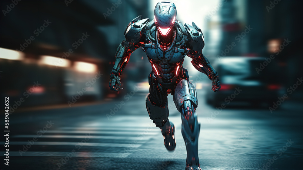Futuristic and Dynamic: Cyborg Running Fast Photos for Your Creative Projects Futuristic and Dynamic: Cyborg Running Fast Photos for Your Creative Projects