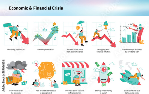 Economic and Financial Crisis Illustration