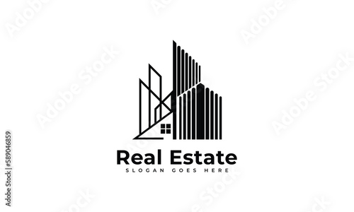 real estate company logo design Black and White Background.