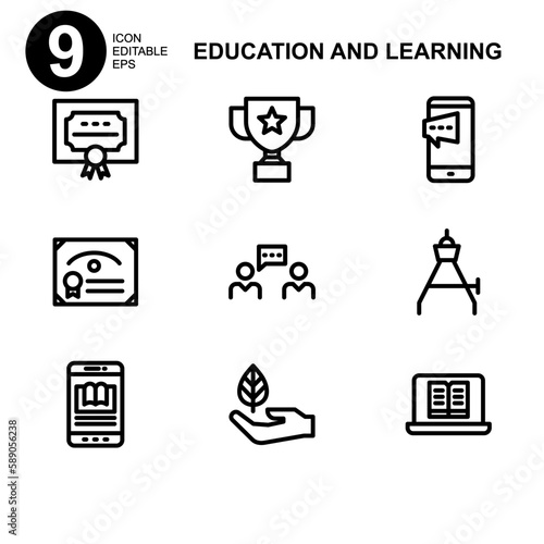 learning and education icon or logo isolated sign symbol vector illustration - Collection of high quality black style vector icons 