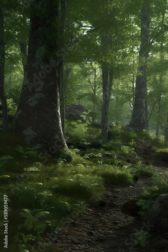 Natural forest with atmospheric lighting