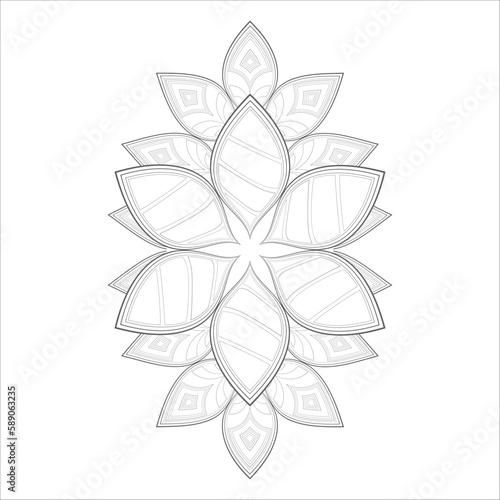 Hand Drawn Flowers for Adult Anti Stress of coloring page in Monochrome Isolated on White Background.-vector photo