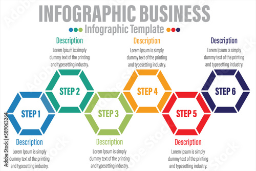 Six Styles of Leadership with Six 6 Steps, Six 6 option and description placeholder in an Infographic template