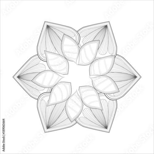 Hand Drawn Flowers for Adult Anti Stress of coloring page in Monochrome Isolated on White Background.-vector