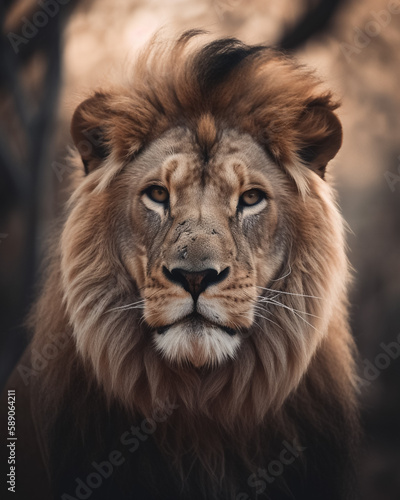 Portrait of the african lion close up © Alex
