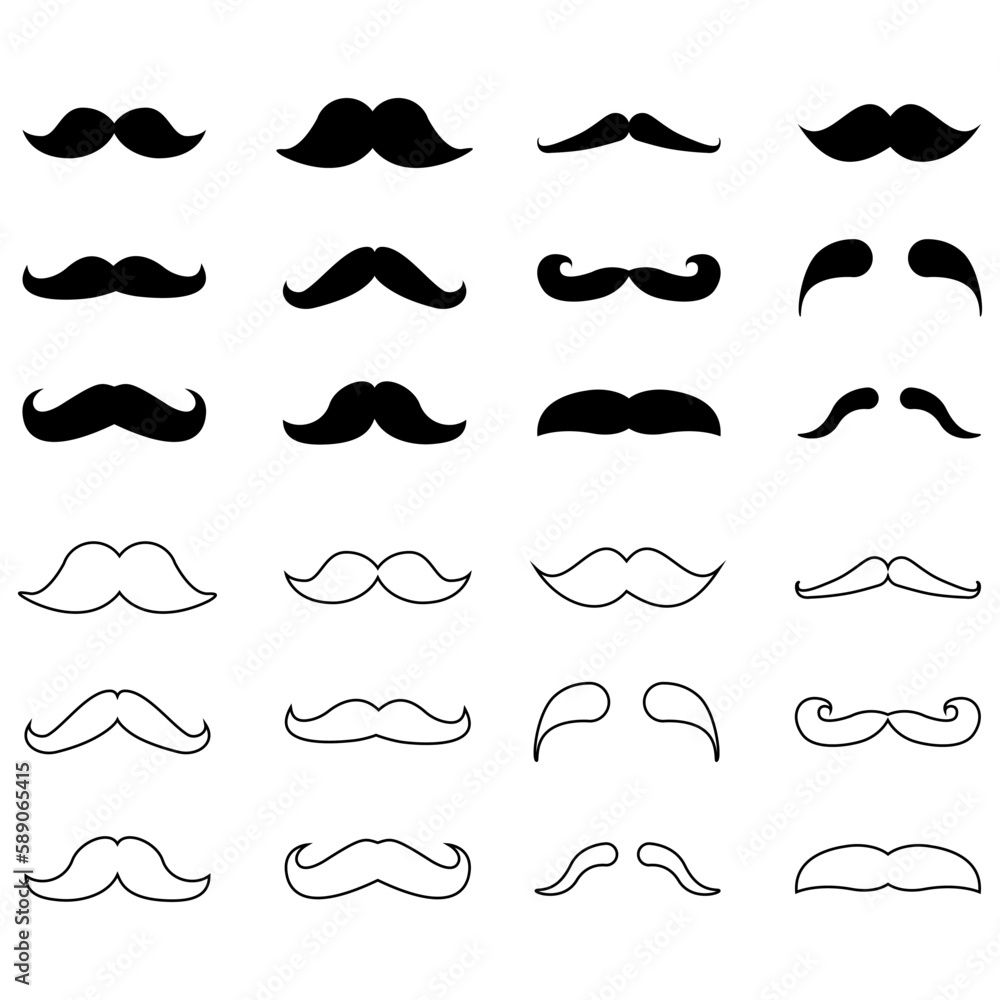 Mustache vector icon set. barber illustration symbol collection. Mustache vector icon set. barber illustration symbol collection.