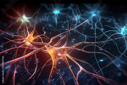 Neurons cells with glowing light  Neuroscience  8k  wallpaper