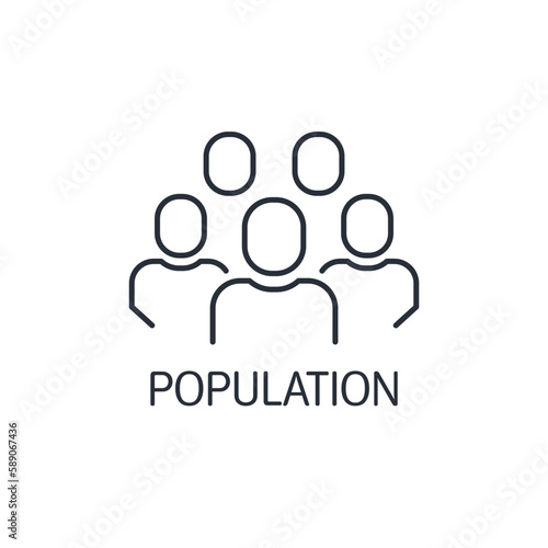 The totality of people. Population. Demography. Vector linear icon isolated on white background.