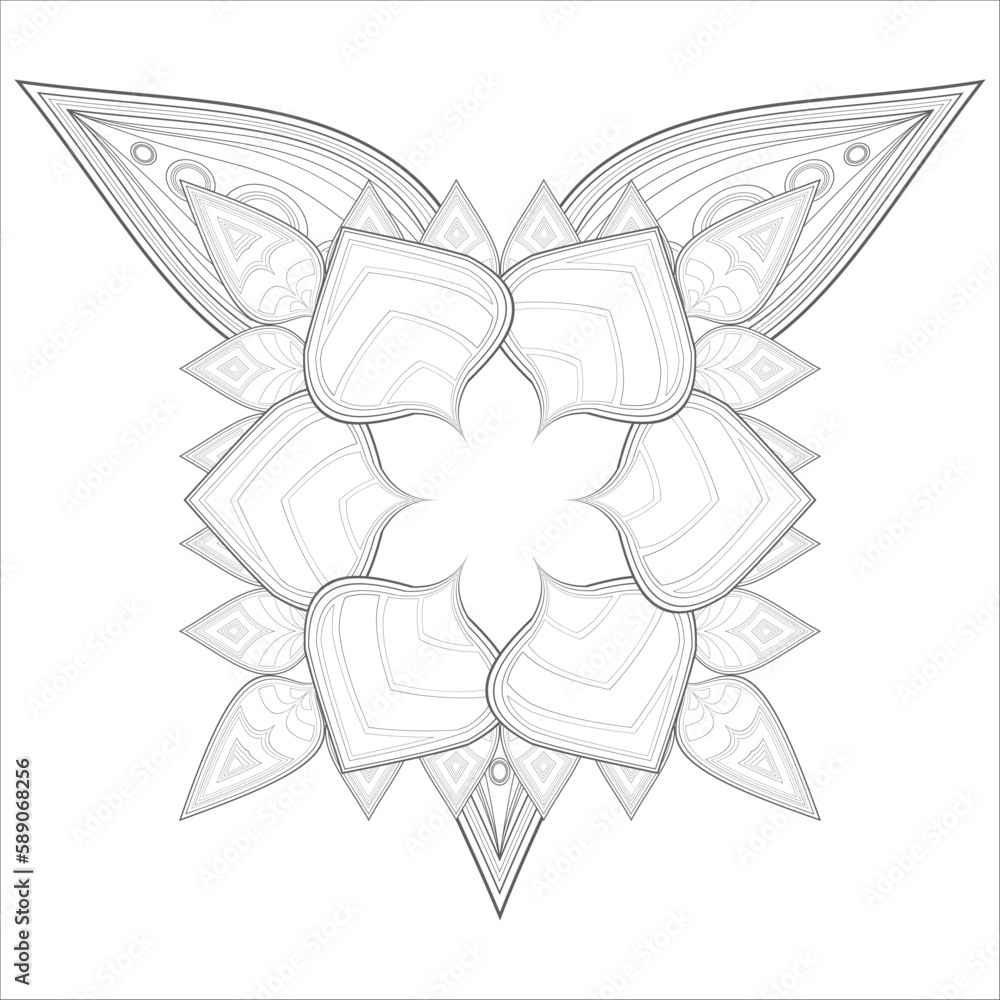 Obraz premium Coloring Books for adults. Hand drawn flowers in zentangle style for t-shirt design or tattoo and coloring book