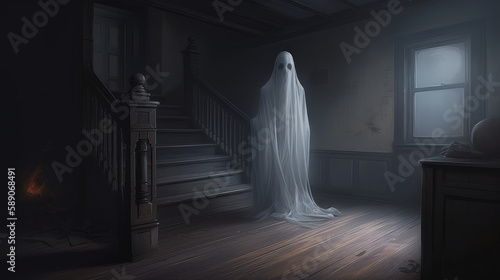 Haunting ghost in a house, generative ai