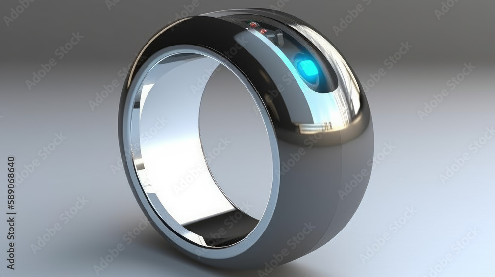 High-tech ring made from steel, generative ai High-tech ring made from steel, generative ai