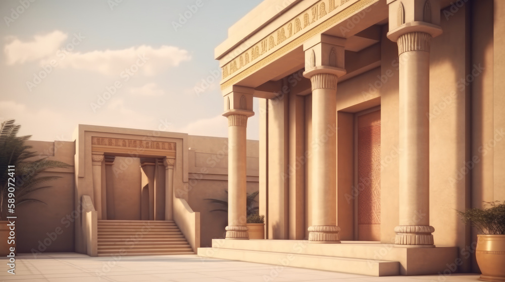 Outdoor egyption architecture, old ancient architecture, generative ai