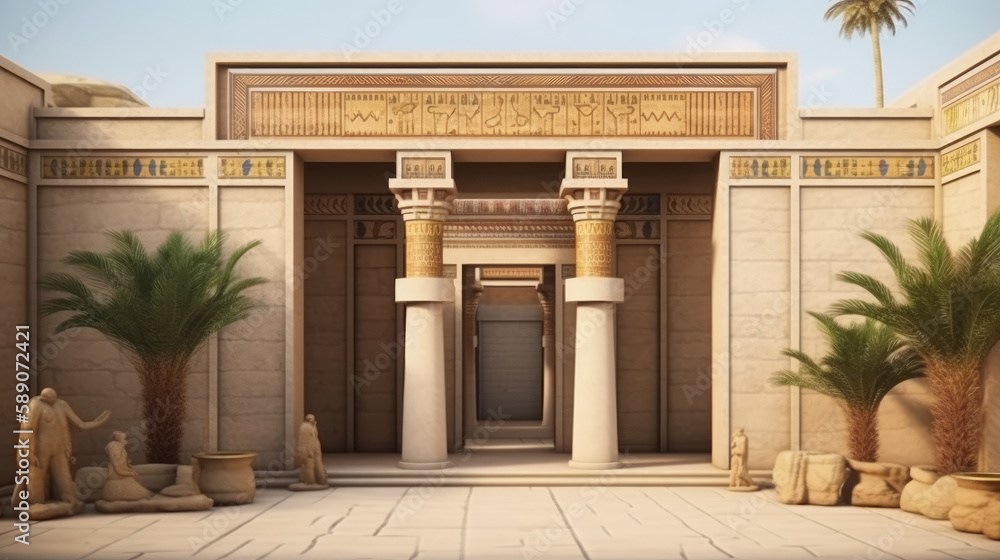 Outdoor egyption architecture, old ancient architecture, generative ai Outdoor egyption architecture, old ancient architecture, generative ai
