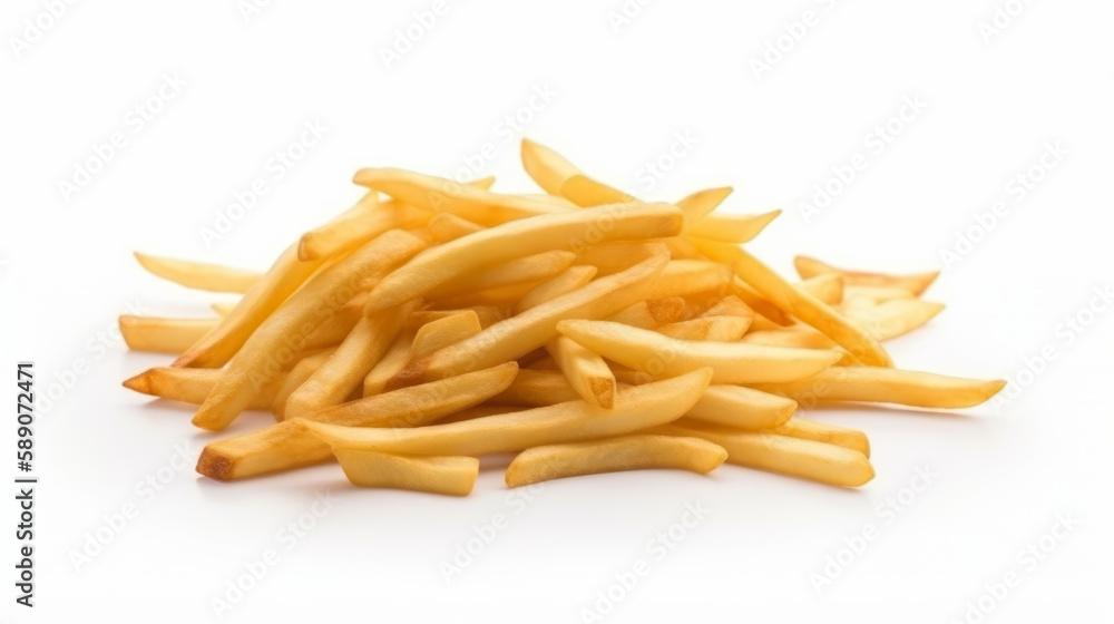 French fries on white background, generative ai French fries on white background, generative ai