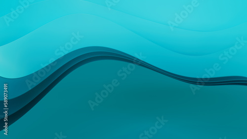 Abstract background formed from Teal 3D Ribbons. Colorful 3D Render with copy-space.   photo