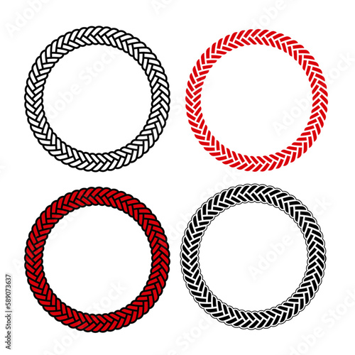 Braid Circle Hand Drawn Wreath Line Art Illustration