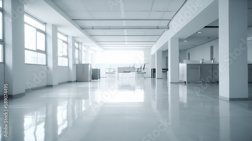 hospital white clean  floor hospital  architecture  and health  hospital Medical concept  Generative AI  illustration