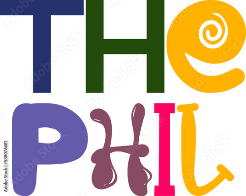 The Phil Typography Illustration for Bookmark , Gift Card, Logo, T-Shirt Design
