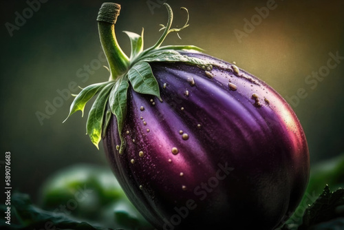 Eggplant Close up view. Generative AI. photo