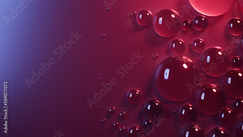 Maroon and Blue Background with Water Droplets on Surface. Contemporary Wallpaper with Copy-Space.