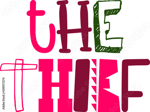 The Thief Calligraphy Illustration for Brochure, Icon, Packaging, Social Media Post