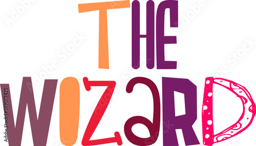 The Wizard Hand Lettering Illustration for Bookmark , Logo, Motion Graphics, Poster