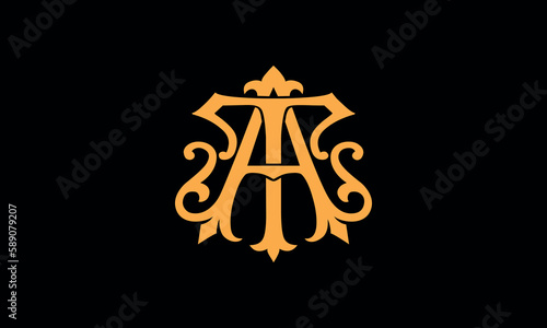 Alphabet AT or TA letter abstract monogram vector logo template