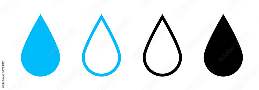 Water drops icon set. Water or rain drop vector icon illustration. Water drops icon set. Water or rain drop vector icon illustration.