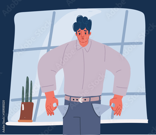 Cartoon vector illustration of No money.