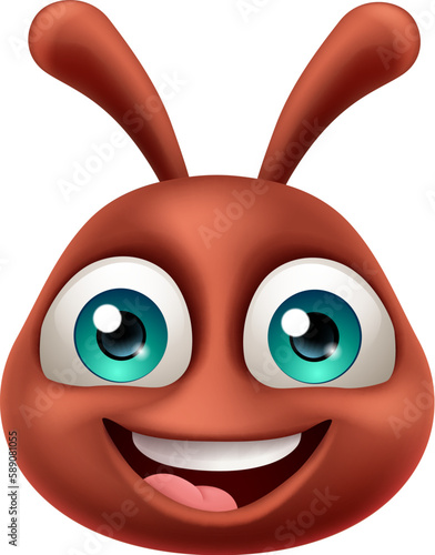 An ant insect bug cute emoticon emoji face cartoon mascot