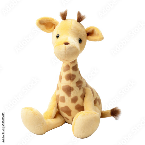 Gentle Giraffe  Sitting Plush Toy Close-up Cuteness. Generative AI
