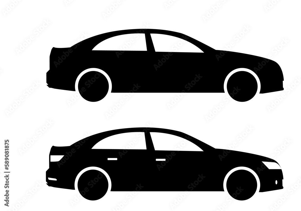  car black and white icon.illustration of a car.