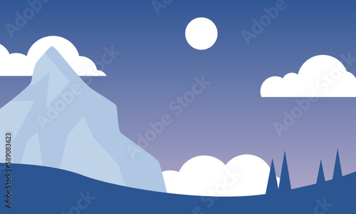 Panorama vector illustration of mountain ridges vector illustration