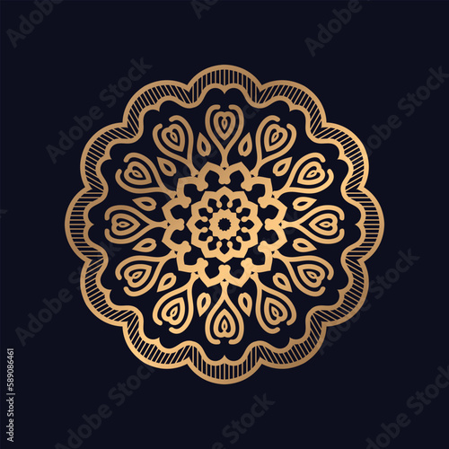 Modern decorative golden luxury circular floral Mandala Design background
