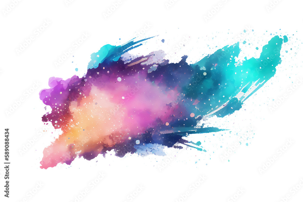 Watercolor galaxy splash on transparent png background. Generative ai.