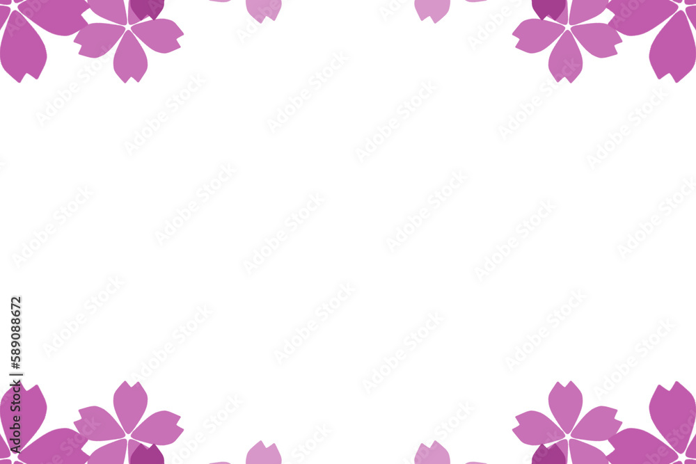 ピンク色の花びらの模様のフレーム素材(透過)