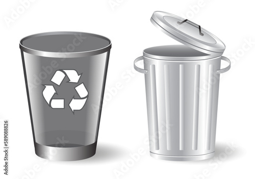 Set of realistic colorful trash bin isolated. eps vector