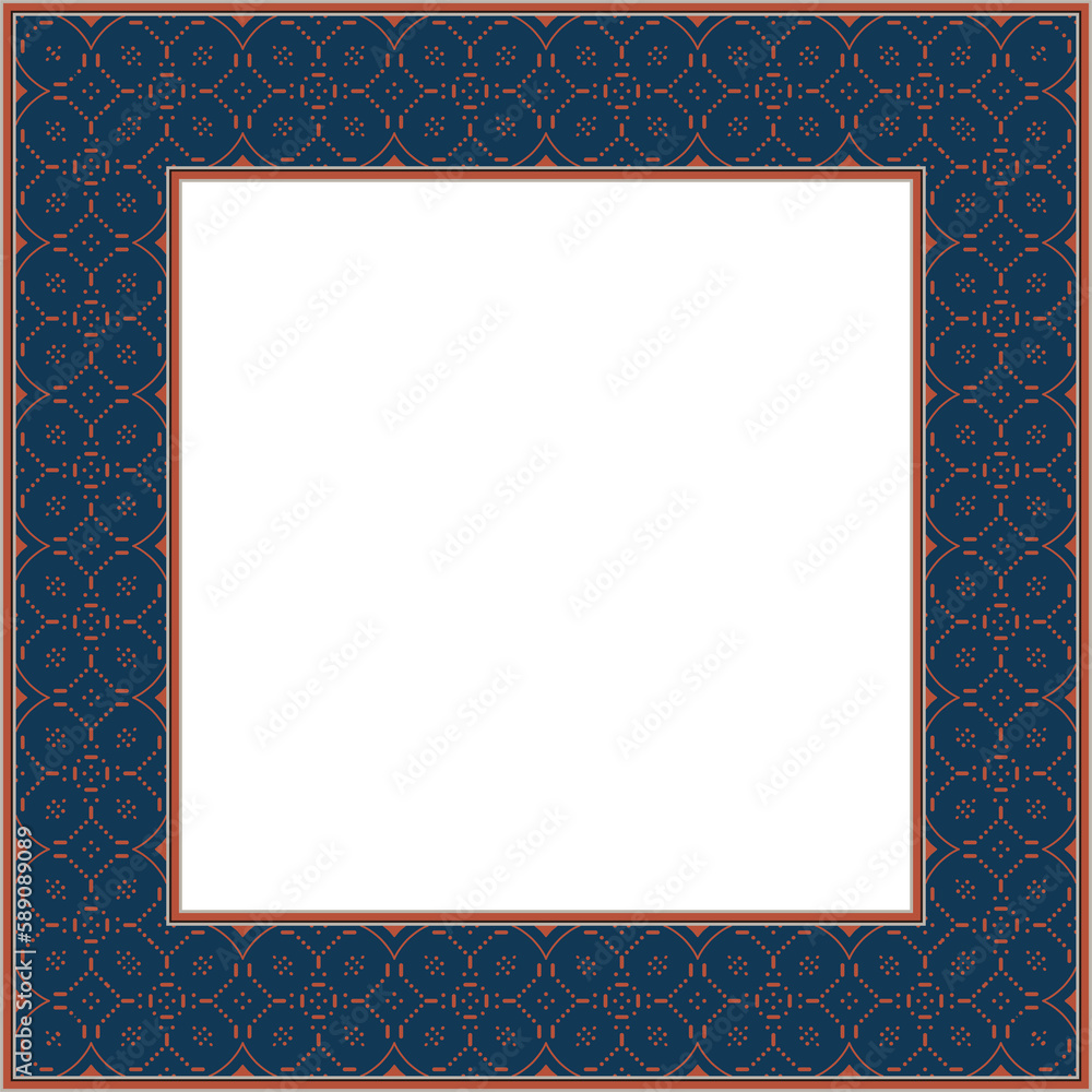 Vintage botanic garden stylish square frame pink mosaic pixel cross line
