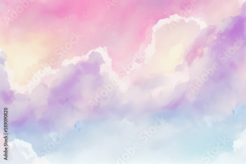 Watercolor pastel sky background. Generative ai.