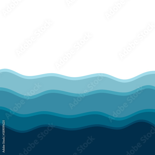 Sea waves vector illustration flat style. Waves on the water.