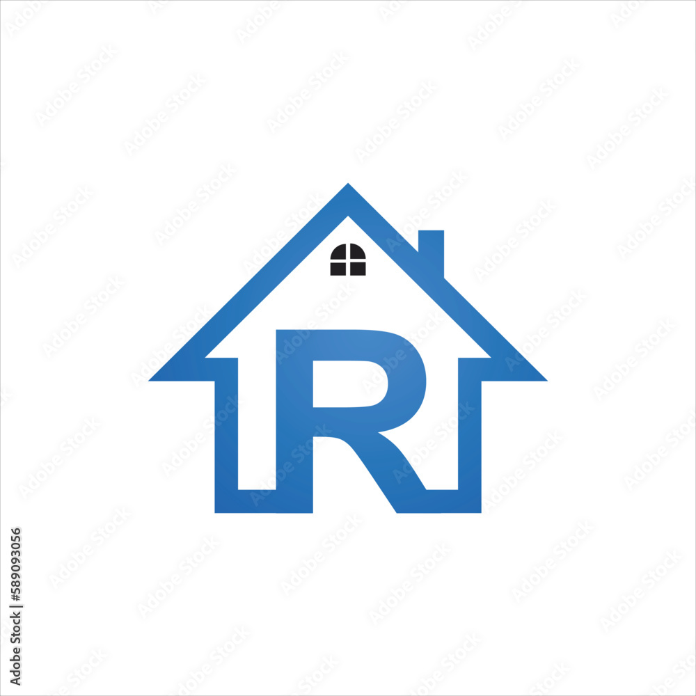 R initial with real estate logo design template R initial with real estate logo design template
