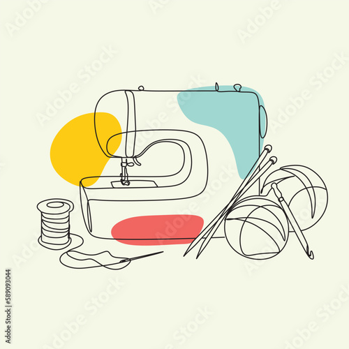 seamstress, handwork, seam, cloth, business, vintage, tool, equipment, textile, craft, fabric, traditional, industrial, household, old, handmade, industry, scissors, applique, icons, hand drawn, sketc