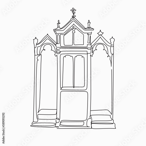 Room for confession in Church line drawing Vector