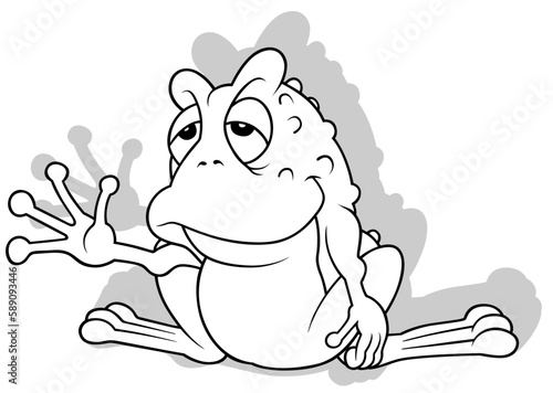 Drawing of a Sitting Sleepy Frog