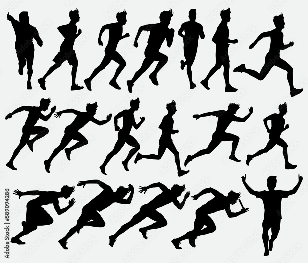 Running Man Silhouette Vector Illustration, The clean and simple design makes it easy to use in a variety of projects, from sports-themed designs to health and fitness promotions