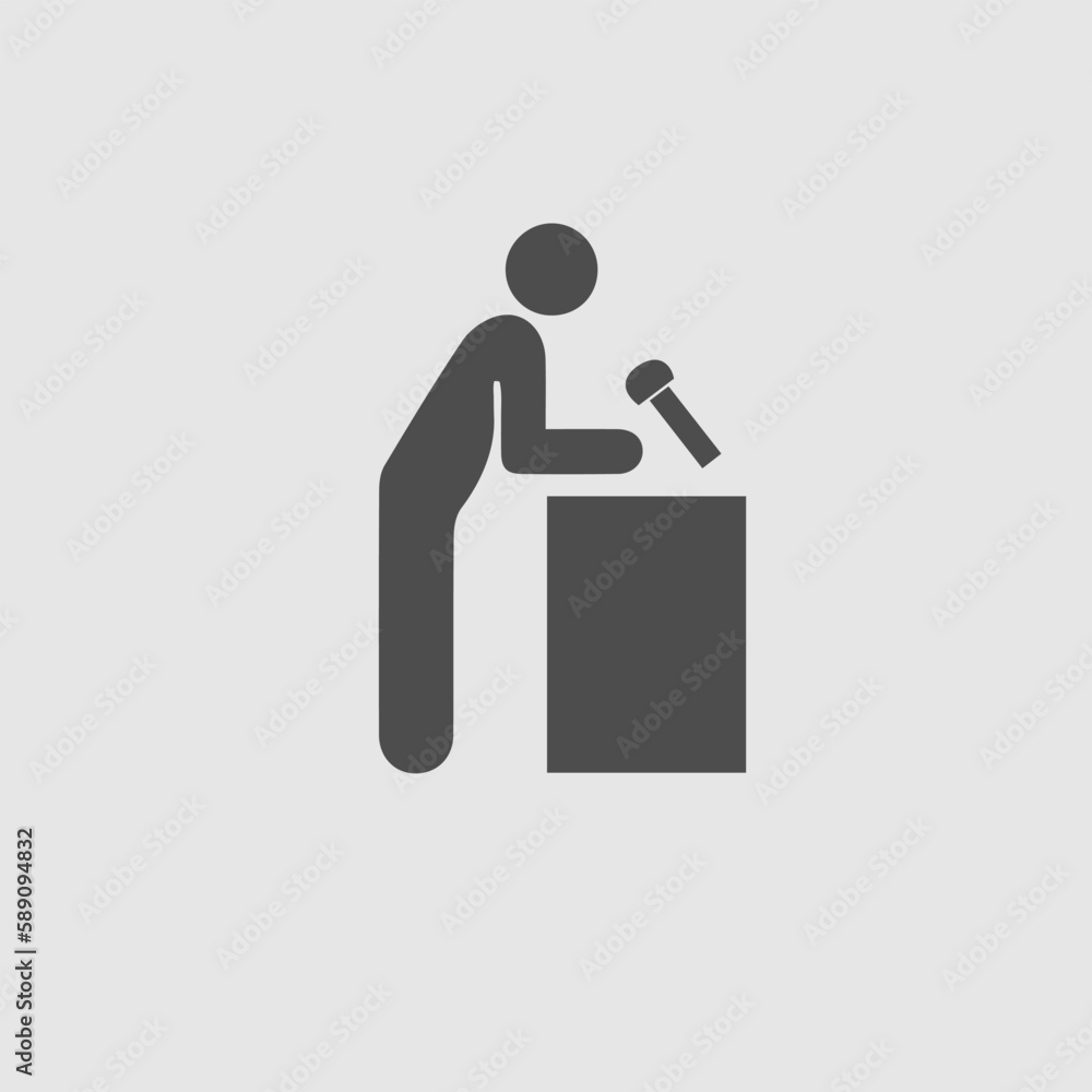 Speaker on podium vector icon eps 10. Speaker on podium vector icon eps 10.