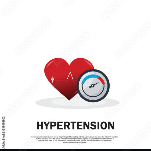 Blood pressure concept with blood pressure meter and heart